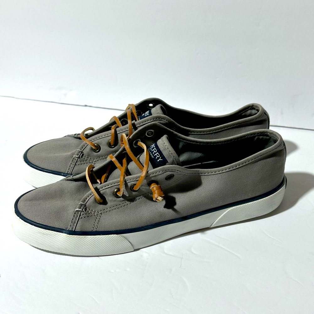 Sperry slip on canvas boat shoes size 9 grey